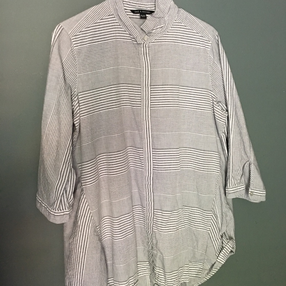 Zack and Rachel striped button up blouse shirt